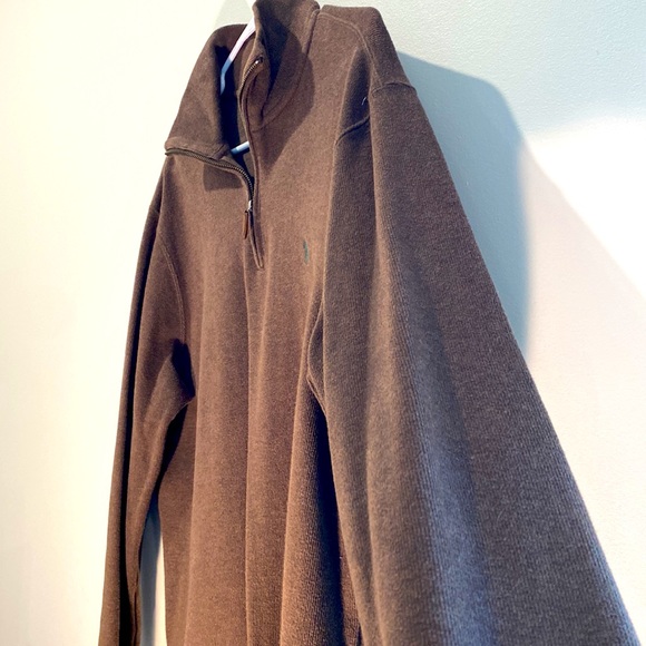 Mens Brown Polo Quarter-zip Sweater - Picture 5 of 7